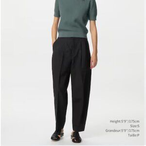 LINEN BLEND BARREL LEG PANTS